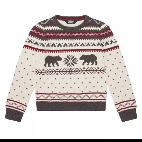 Lands' End Men’s Family Holiday pull over Sweater - Picture 3 of 5